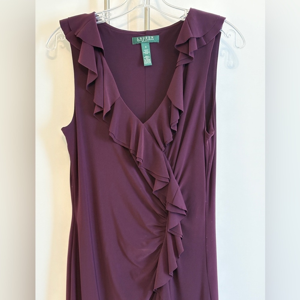 Lauren RL 7th Ave NY Elegant Purple Ruffle Dress